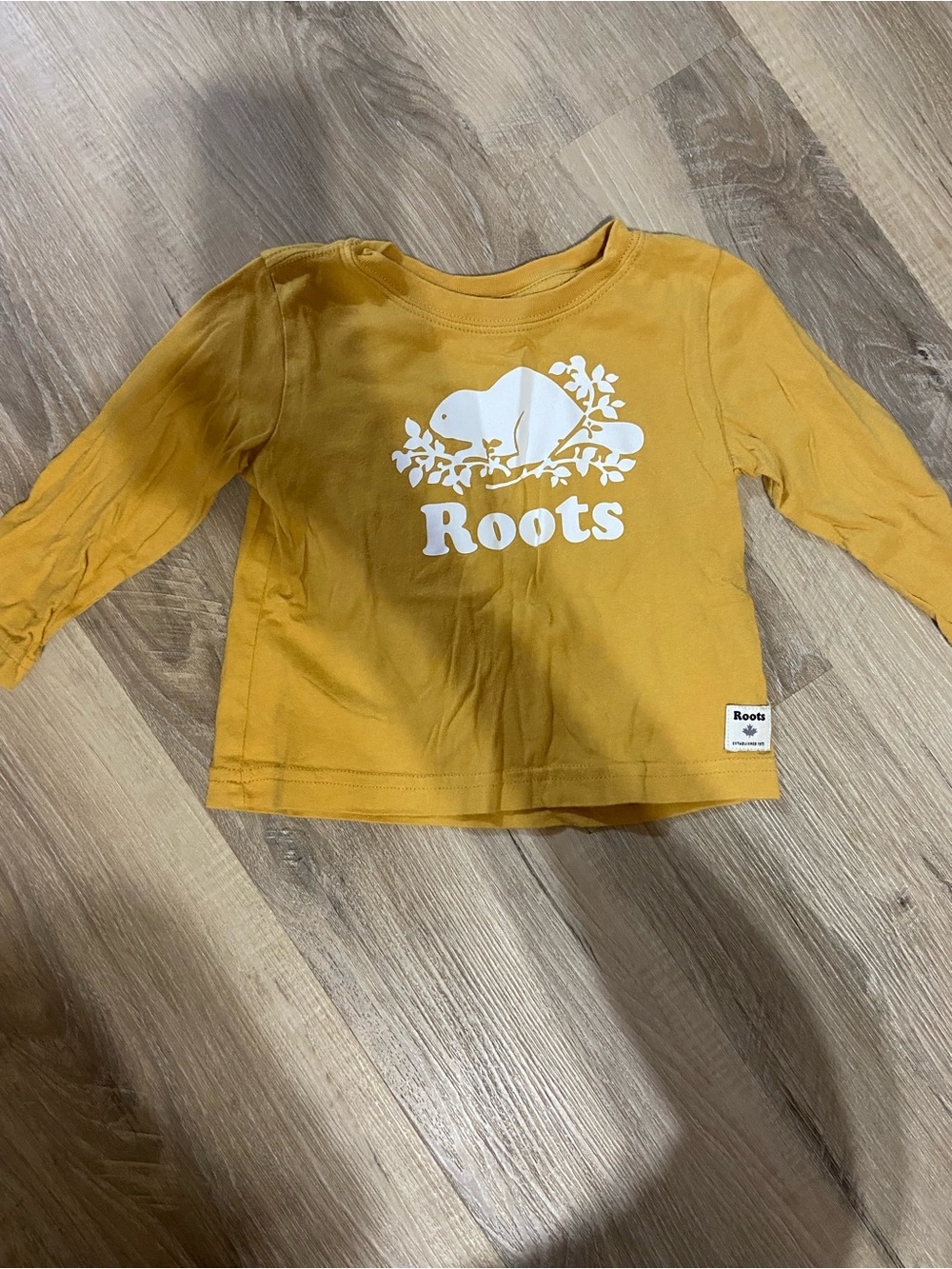 Roots Kids Yellow Mustard Long-Sleeve Logo Tee